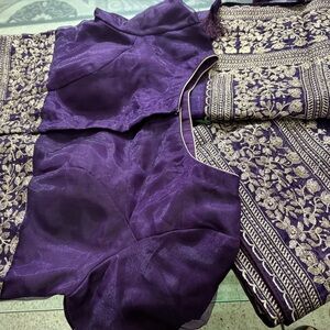 Purple and Gold Embroidered saree